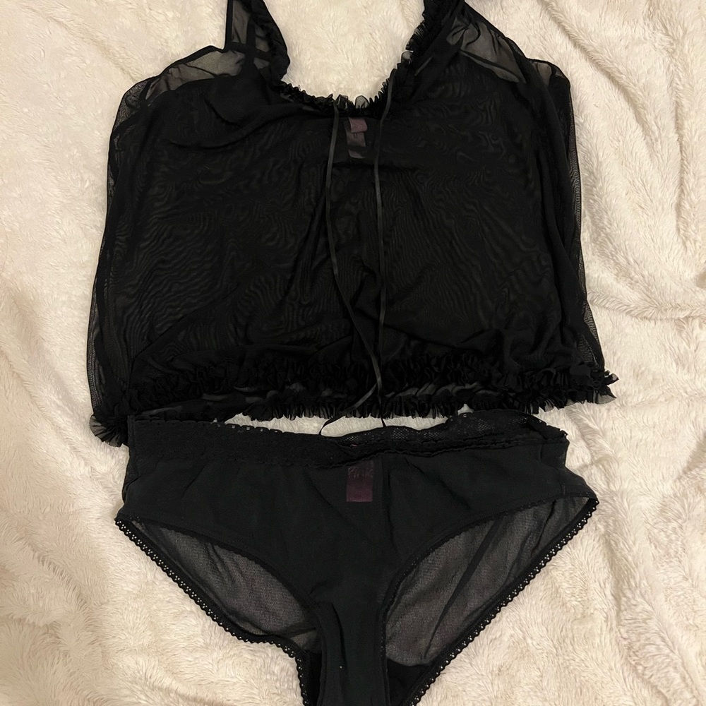 Elegant Black Sheer Lingerie Set Vintage Victoria’s Secret